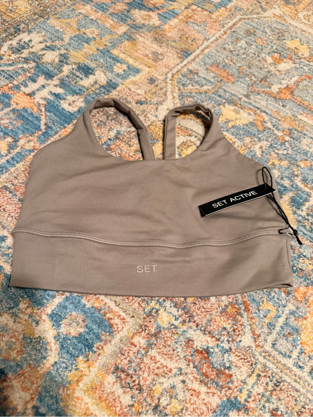 SET Active Neutral Taupe Racerback Sports Bra